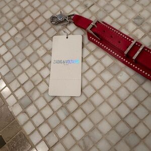 Zadig & Voltaire Studded Crimson Leather Belt